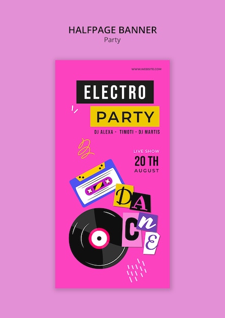 Бесплатный PSD disco night party template