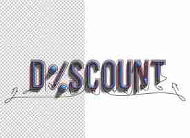 PSD gratuito disconto lettering line art trasparente psd font design