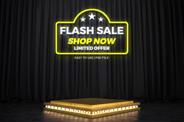 discount sale banner with display podium