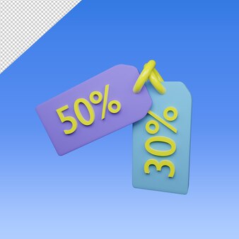 Discount sale tag icon 3d rendering isolated on transparent background