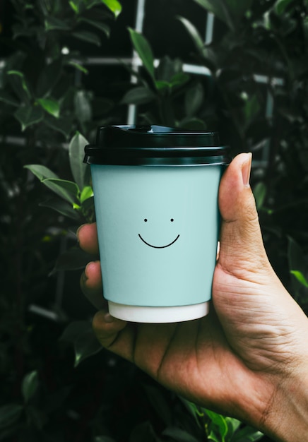 Disposable coffee paper cup mockup design