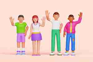 Free PSD diverse people 3d composition