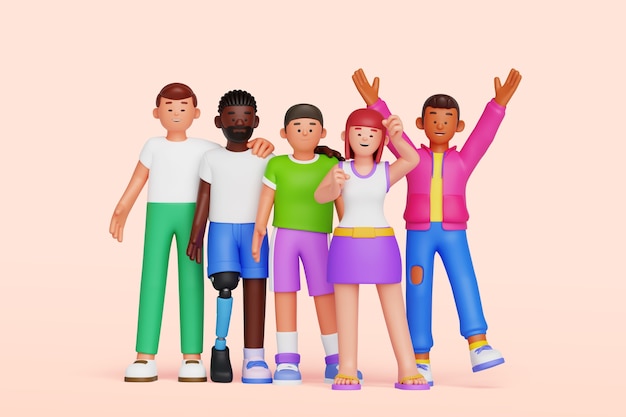 Free PSD diverse people 3d composition