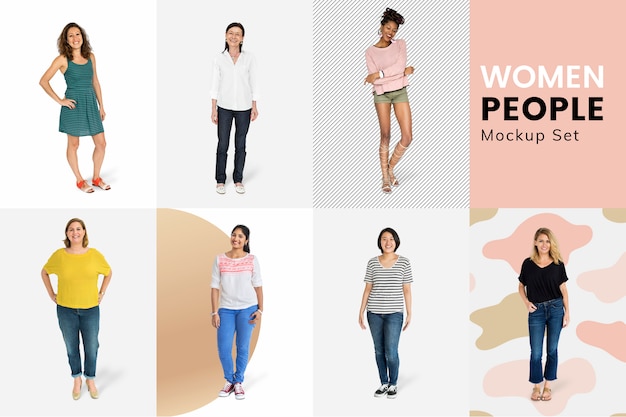 Free PSD diverse women mockup collection