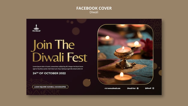 PSD gratuito modello di copertina di facebook per la celebrazione di diwali