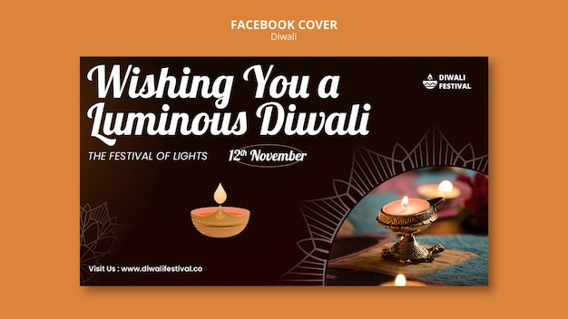 PSD gratuito template di copertina di facebook per la celebrazione di diwali
