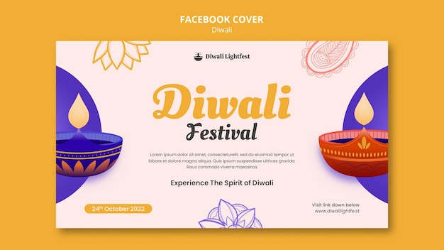 PSD gratuito copertina facebook della celebrazione del diwali