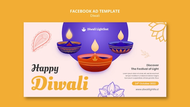 Modello facebook per la celebrazione di diwali