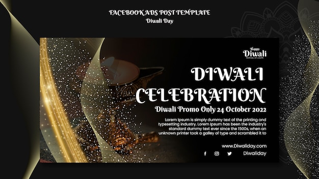 PSD gratuito modello facebook per la celebrazione di diwali