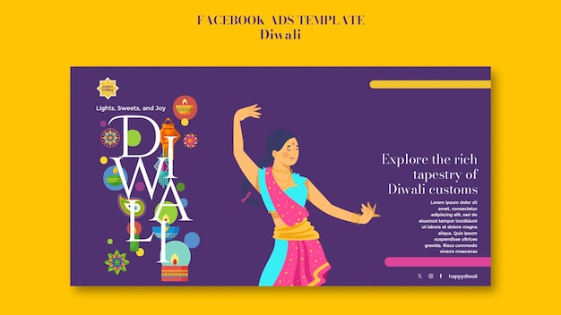 PSD gratuito template di facebook per la celebrazione di diwali