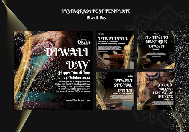 Free PSD diwali celebration instagram post set
