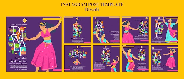 PSD gratuito post su instagram per la celebrazione di diwali