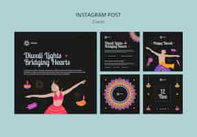 PSD gratuito post su instagram per la celebrazione di diwali