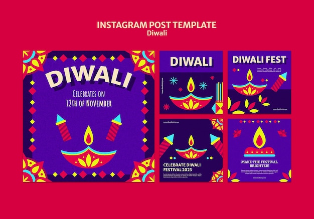 PSD gratuito post su instagram per la celebrazione di diwali