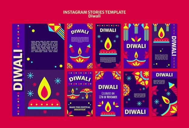 PSD gratuito storie di instagram per la celebrazione di diwali