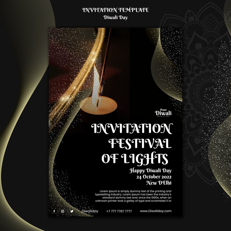 Free PSD diwali celebration invitation template
