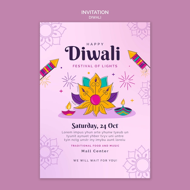 Free PSD diwali celebration invitation template