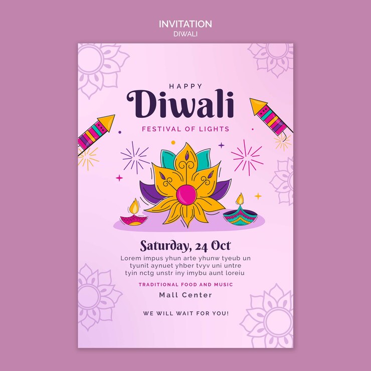 Free PSD diwali celebration invitation template