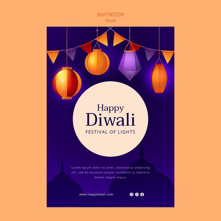 Free PSD diwali celebration invitation template