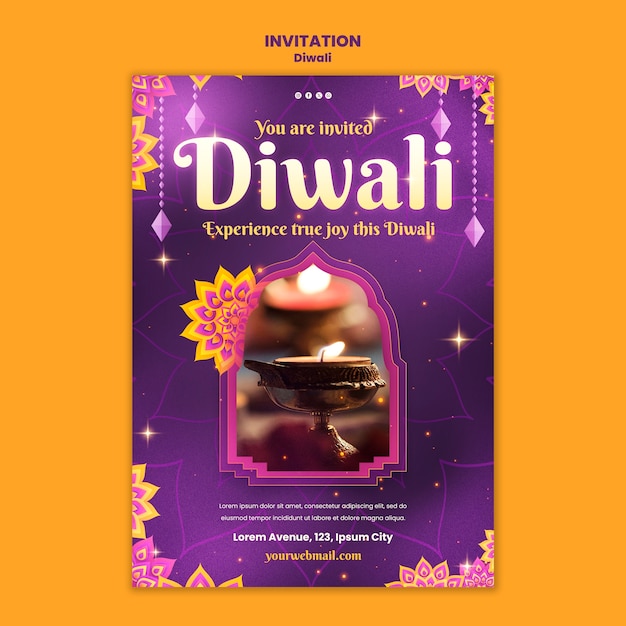 Free PSD diwali celebration invitation template