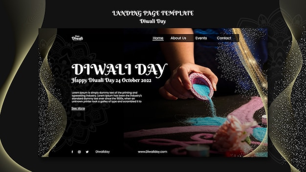 Free PSD diwali celebration landing page template