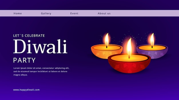 PSD gratuito modello di pagina di destinazione della celebrazione del diwali