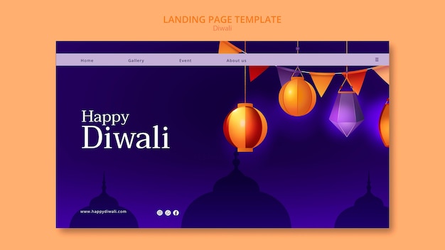 PSD gratuito modello di pagina di destinazione della celebrazione del diwali