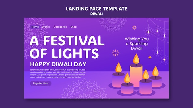 PSD gratuito modello di pagina di destinazione per la celebrazione di diwali