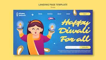 PSD gratuito modello di pagina di destinazione per la celebrazione di diwali