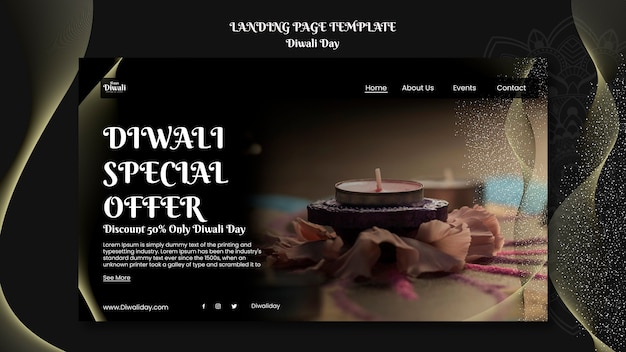 Free PSD diwali celebration landing page