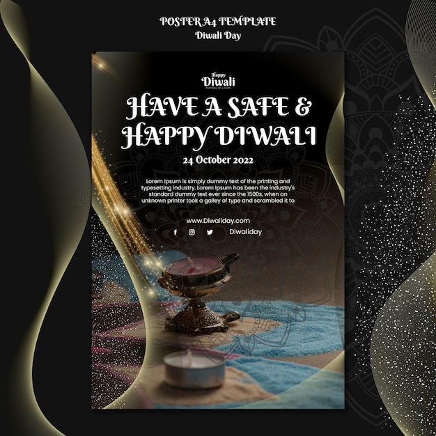 Modello di poster celebrazione diwali