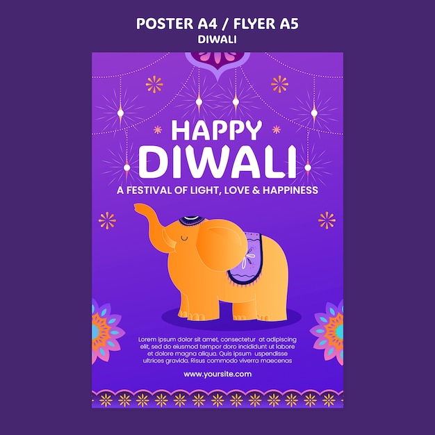 PSD gratuito modello di poster per la celebrazione di diwali