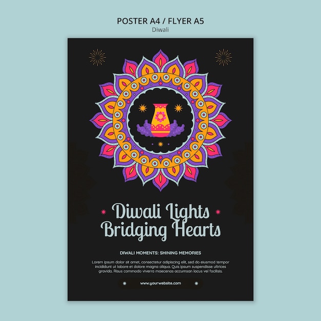 Free PSD diwali celebration poster  template