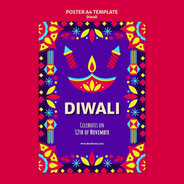 PSD gratuito modello di poster per la celebrazione di diwali