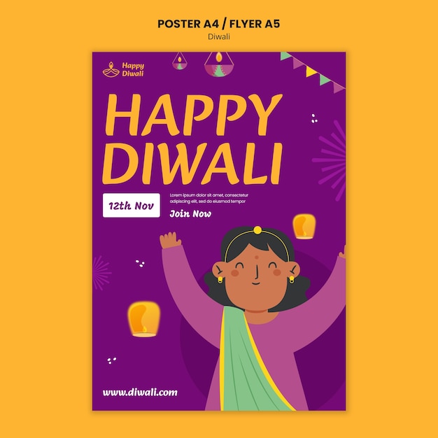 Free PSD diwali celebration poster template