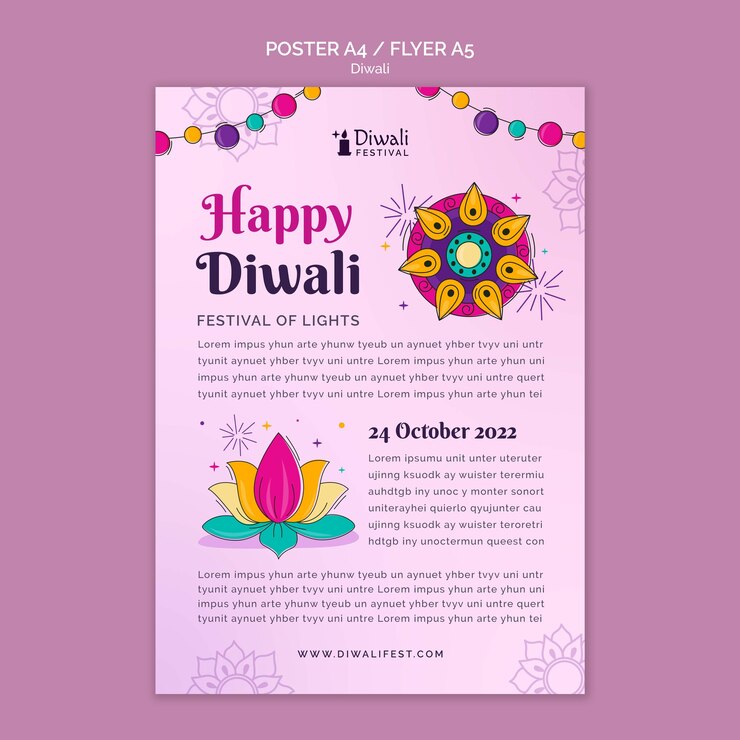 Free PSD diwali celebration vertical poster template