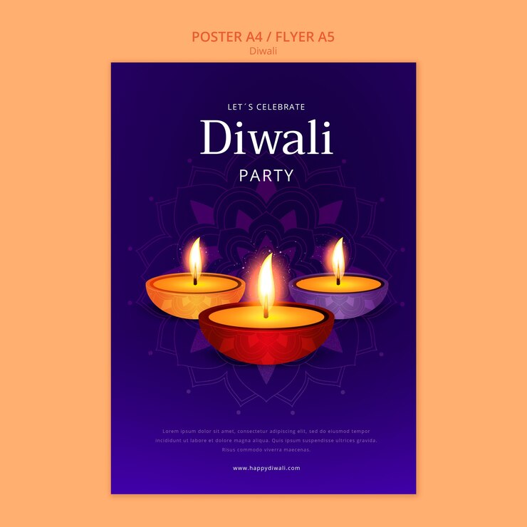 Free PSD diwali celebration vertical poster template