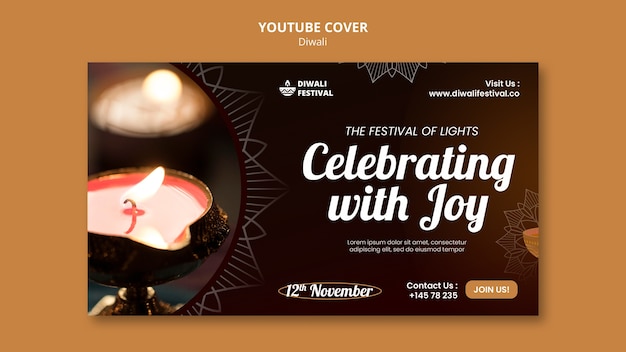 PSD gratuito template di copertina di youtube per la celebrazione di diwali