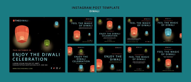 Free PSD diwali festival celebration instagram posts collection