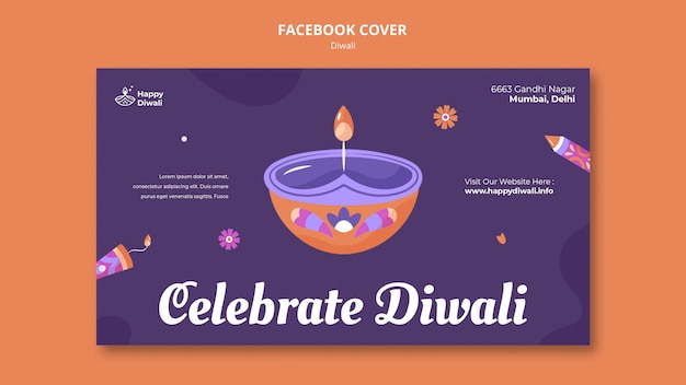 diwali festival celebration social media cover template