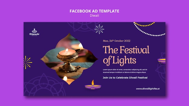 PSD gratuito modello promozionale di social media per la celebrazione del festival di diwali