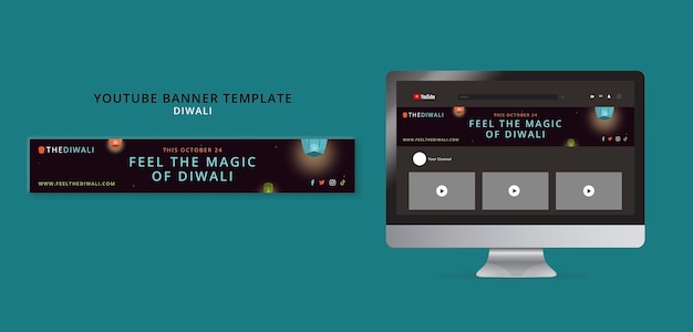 Diwali Festival Celebration YouTube Banner Template Free PSD Download