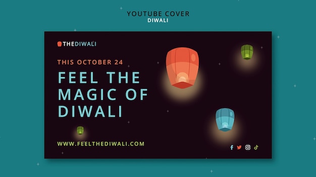 PSD gratuito modello di copertina di youtube per la celebrazione del festival di diwali