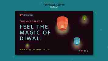 Free PSD diwali festival celebration youtube cover template