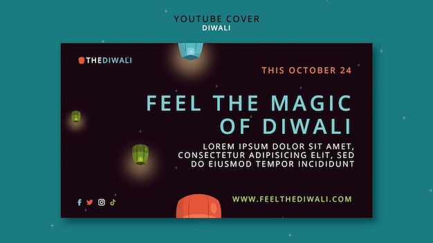 PSD gratuito modello di copertina di youtube per la celebrazione del festival di diwali