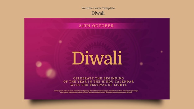 PSD gratuito modello di copertina di youtube per la celebrazione del festival di diwali