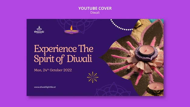 PSD gratuito modello di copertina di youtube per la celebrazione del festival di diwali