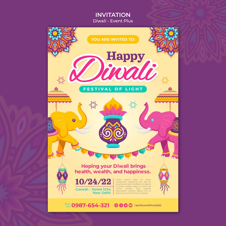 Free PSD diwali festival invitation template