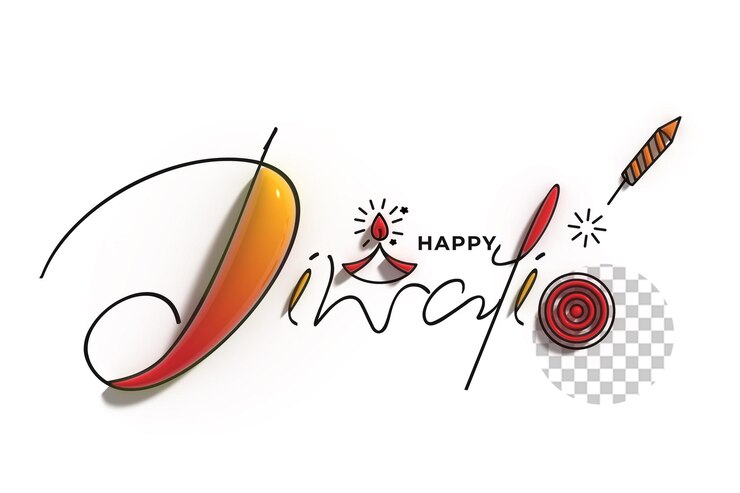 मुफ़्त PSD diwali lettering 3d line art transparent psd font design