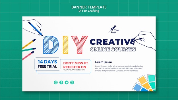 Free PSD diy or crafting banner template